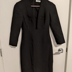 Artizia babaton black plunge neck dress